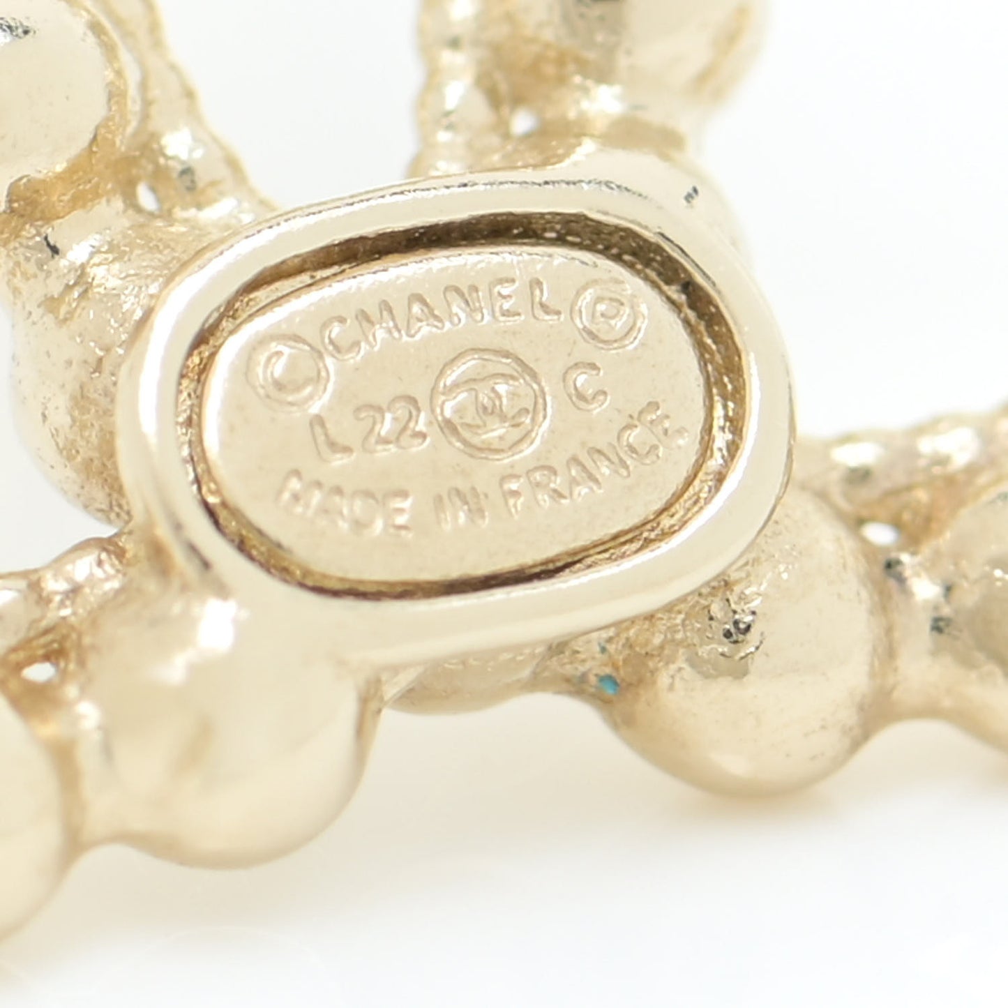Metal Bead CC Drop Earrings Gold