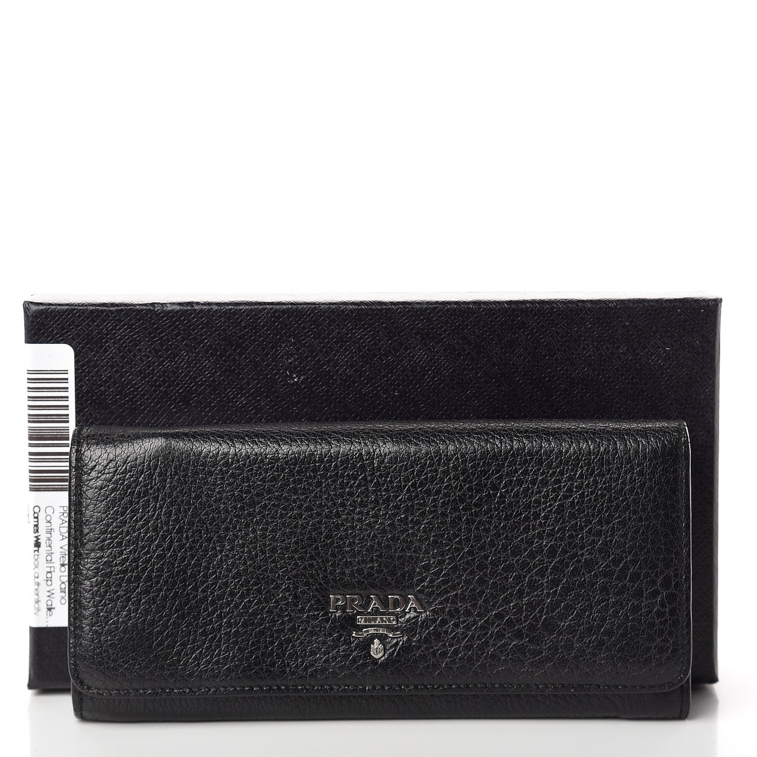 Prada Vitello Daino Continental Flap Wallet Black 11 of 11
