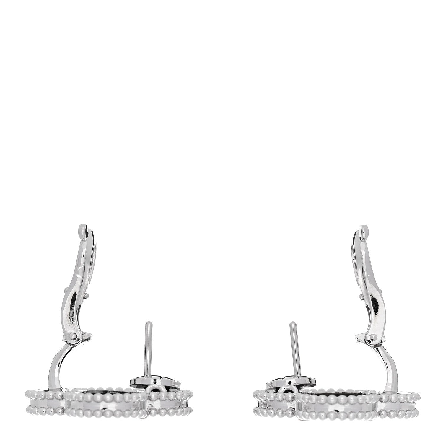 Van Cleef & Arpels 18K White Gold Grey Mother of Pearl Magic Alhambra Earrings 3 of 5