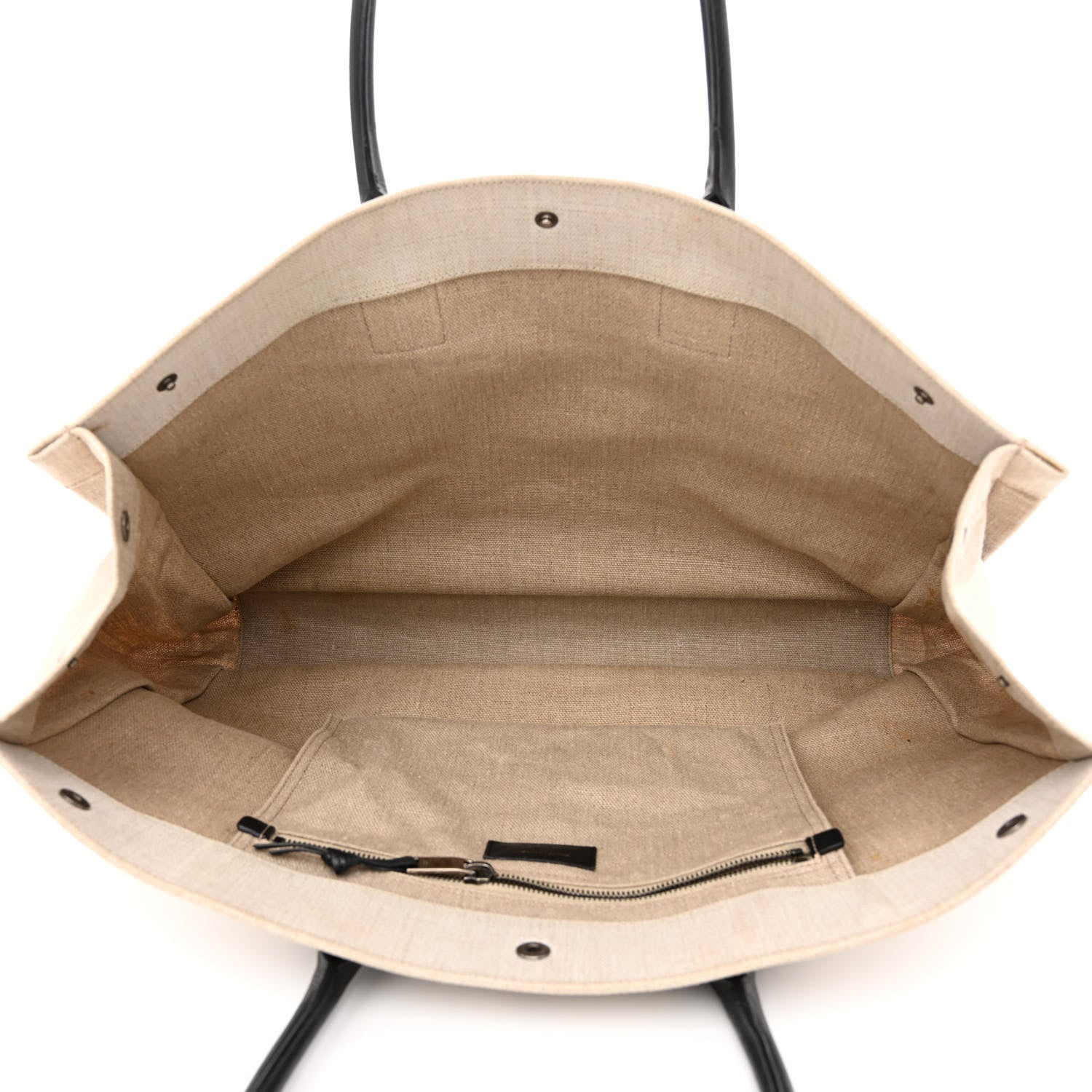 Saint Laurent Linen Calfskin Rive Gauche Tote Optic White 5 of 14