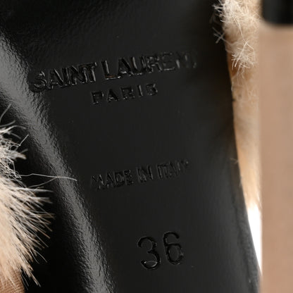 Saint Laurent Faux Fur La 16 Mule Sandals 36 Light Beige 7 of 9