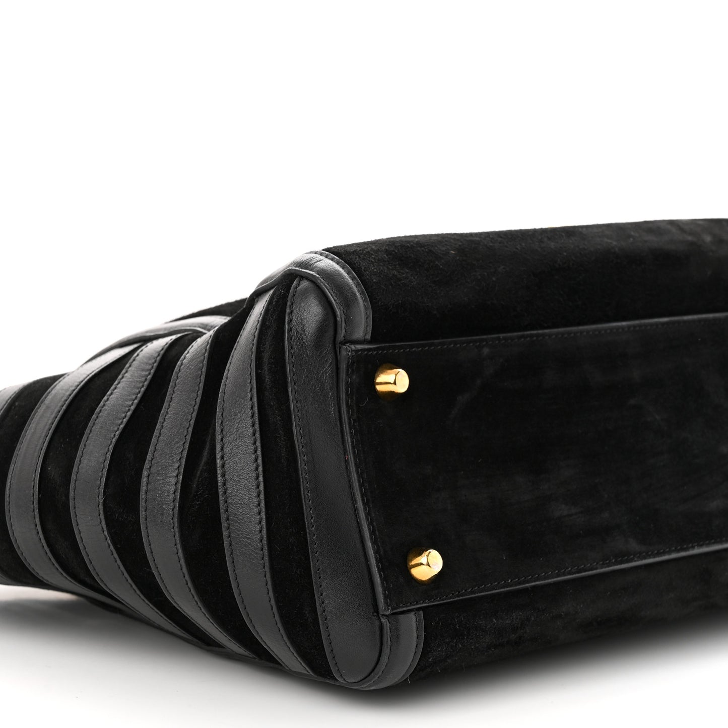 Suede Calfskin Farida Bowler Bag Black