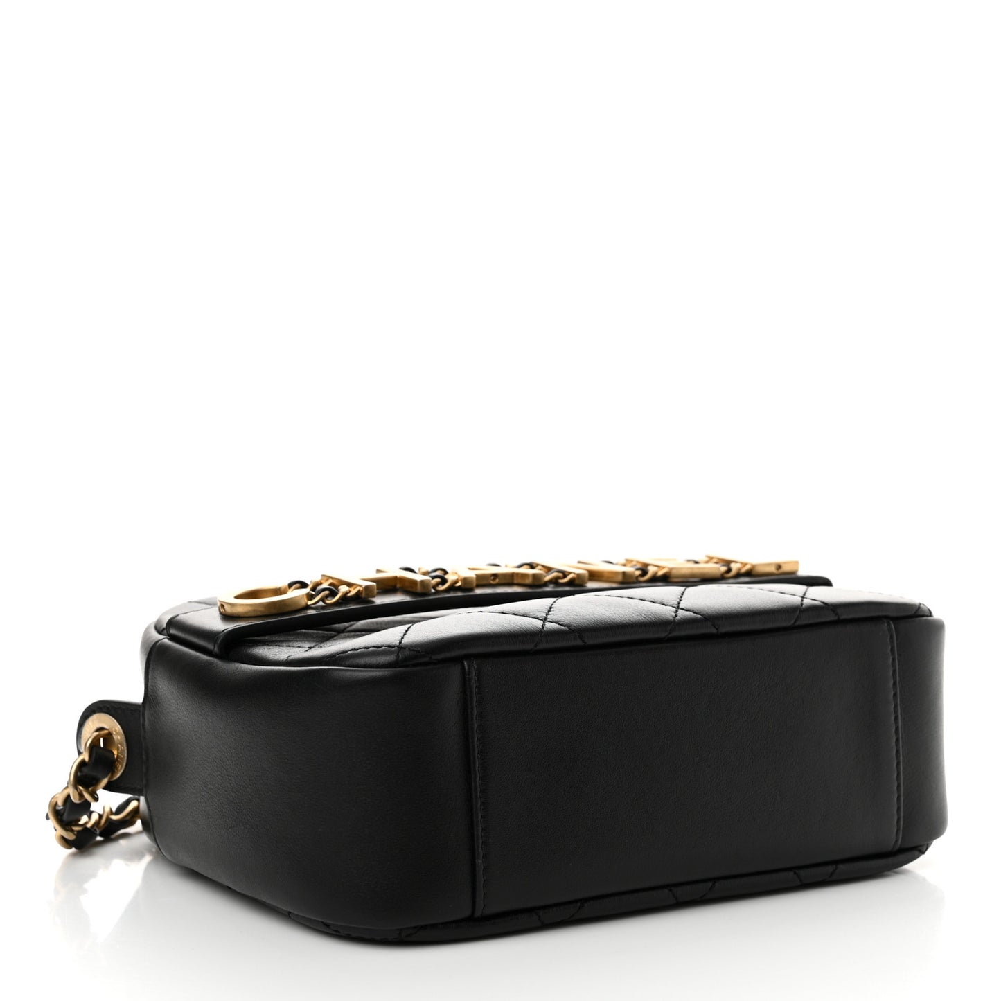 Calfskin Quilted Enchained Camera Case Bag Black