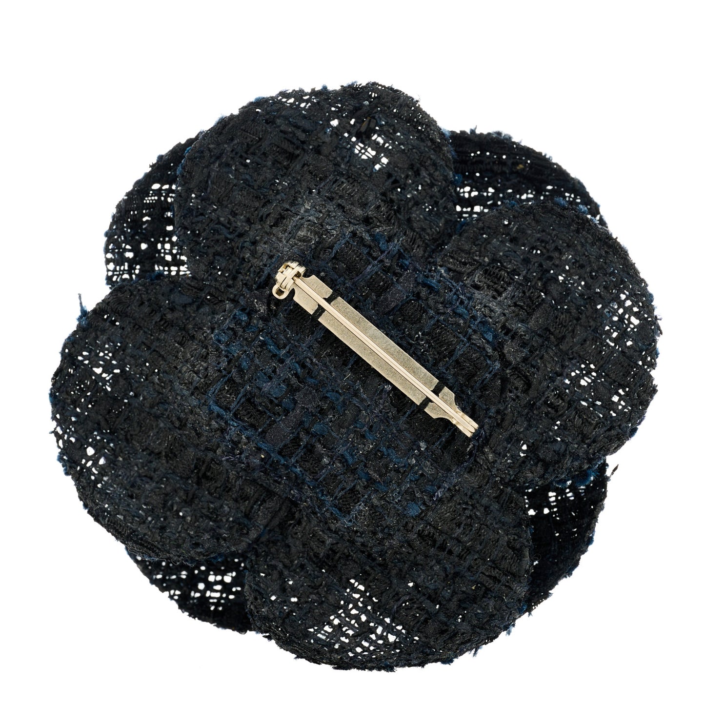 Tweed Camellia Pin Brooch Black
