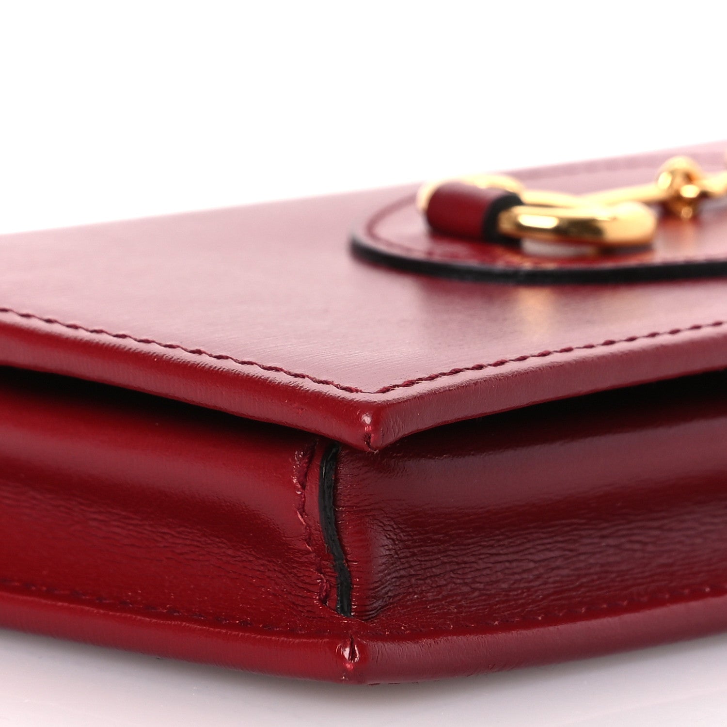 Gucci Boarded Plutone Calfskin Horsebit 1955 Wallet On Chain New Cherry Red 11 of 15