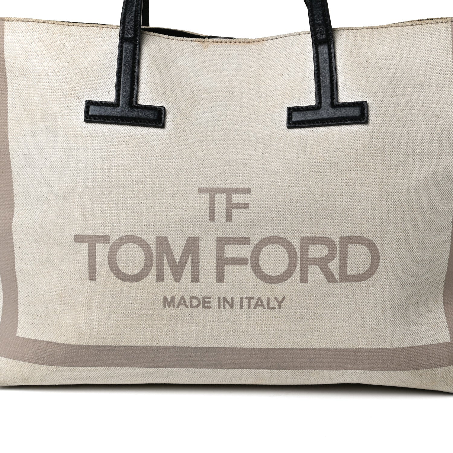 Tom Ford Canvas Calfskin T Tote Beige 16 of 19