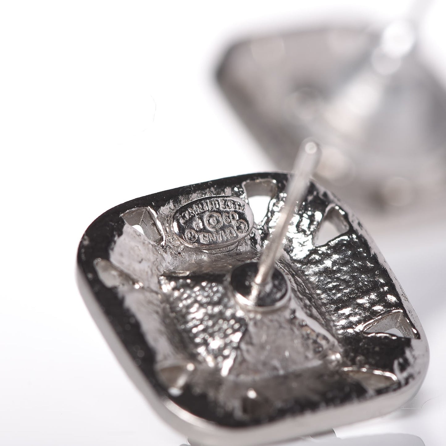 Baguette Crystal CC Earrings Silver