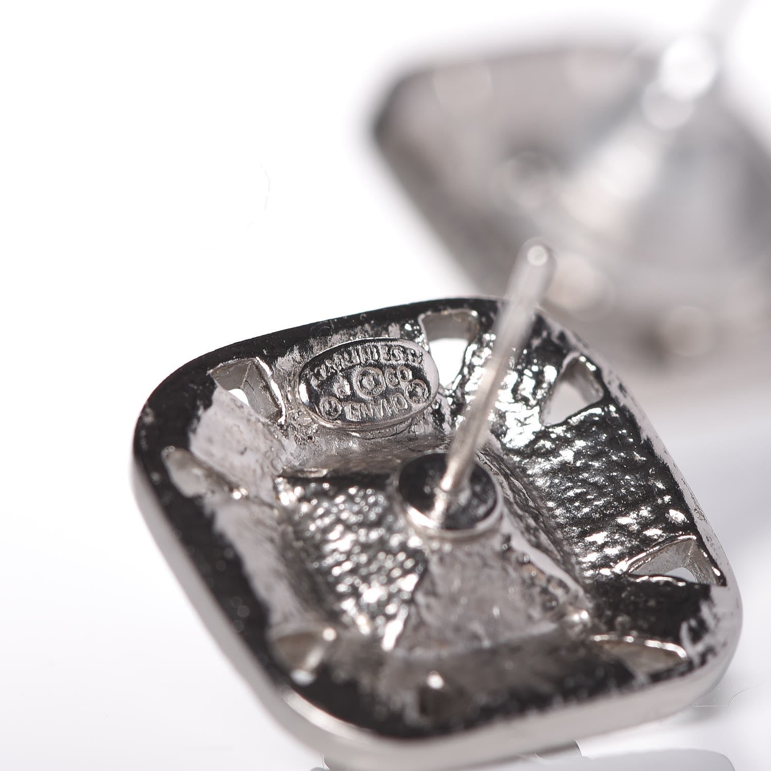 Chanel Baguette Crystal CC Earrings Silver 4 of 5