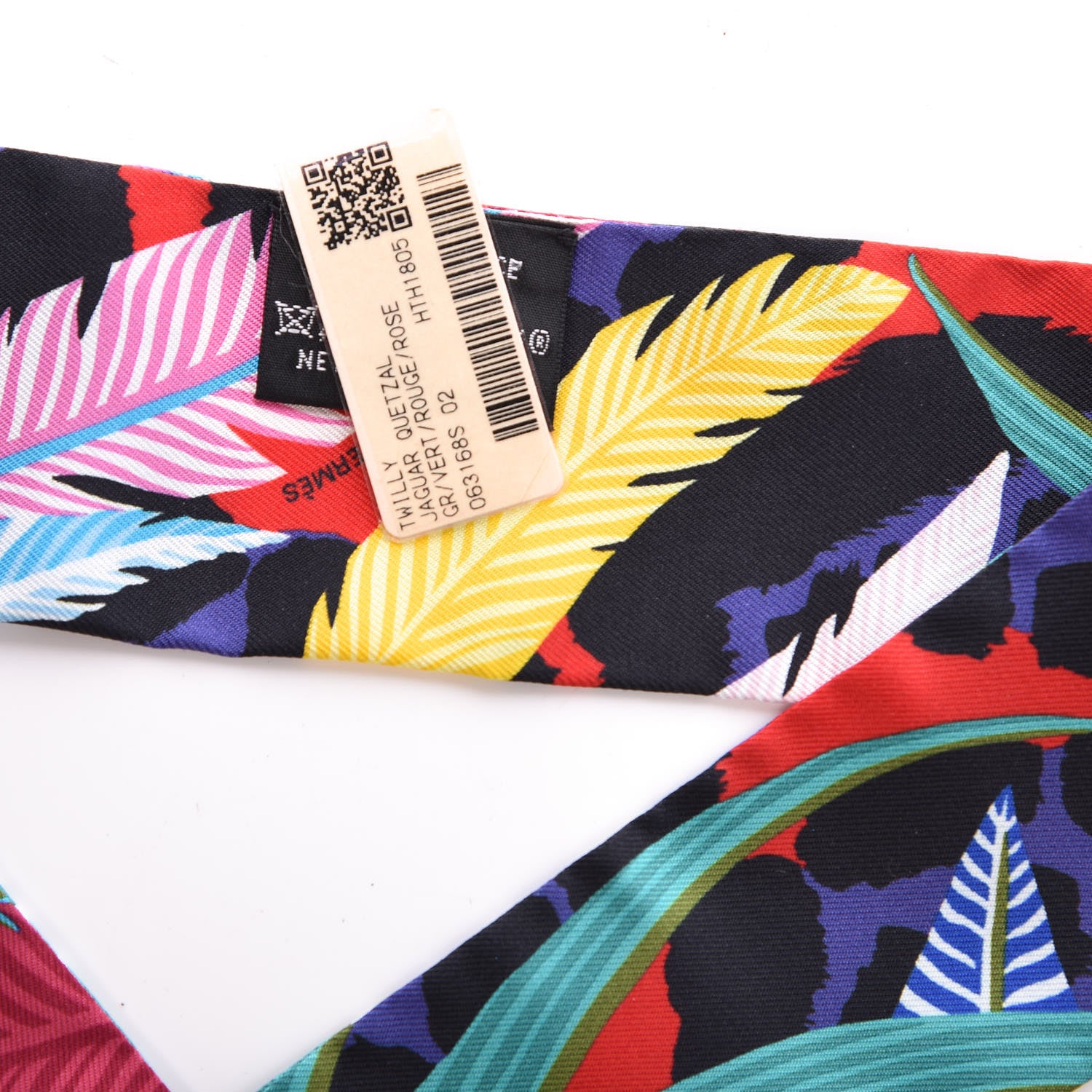 Hermes Silk Jaguar Quetzal Twilly Vert Rouge Rose 4 of 5