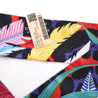 Hermes Silk Jaguar Quetzal Twilly Vert Rouge Rose 4 of 5