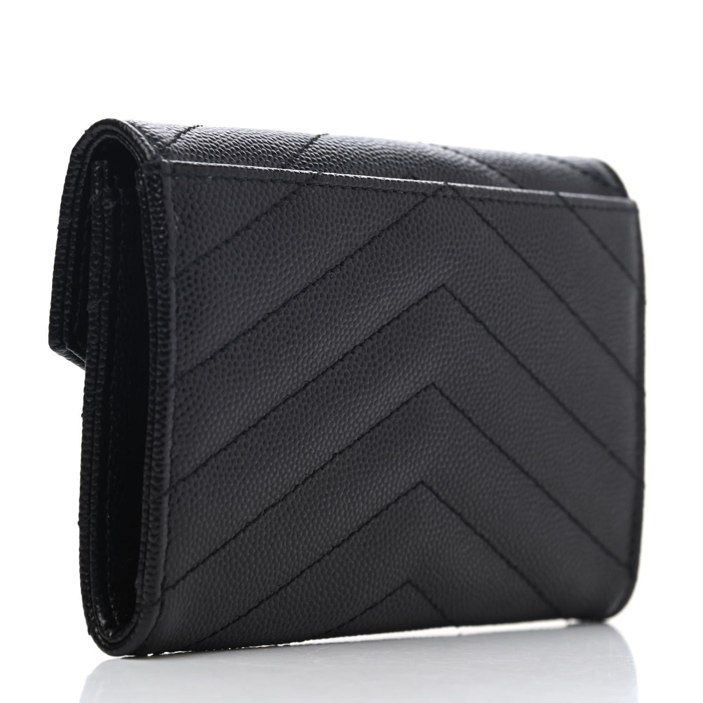 Grain De Poudre Matelasse Chevron Small Monogram Envelope Wallet Black
