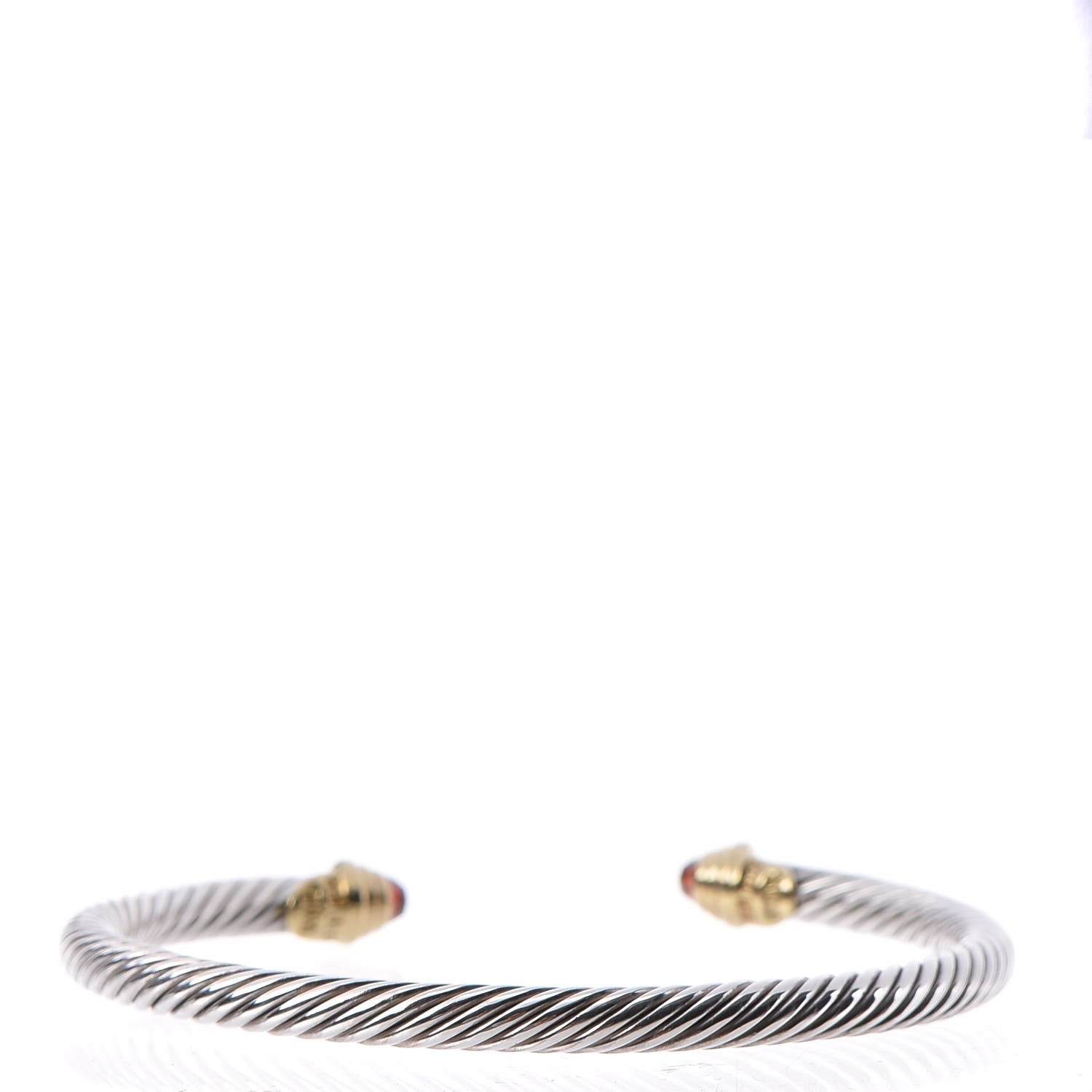 David Yurman Sterling Silver 14K Yellow Gold Garnet 4mm Kids Cable Bracelet 3 of 5