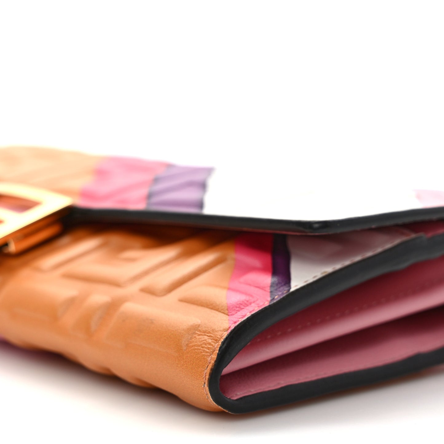 Nappa Matisse FF Embossed Continental Wallet On Chain White Multicolor