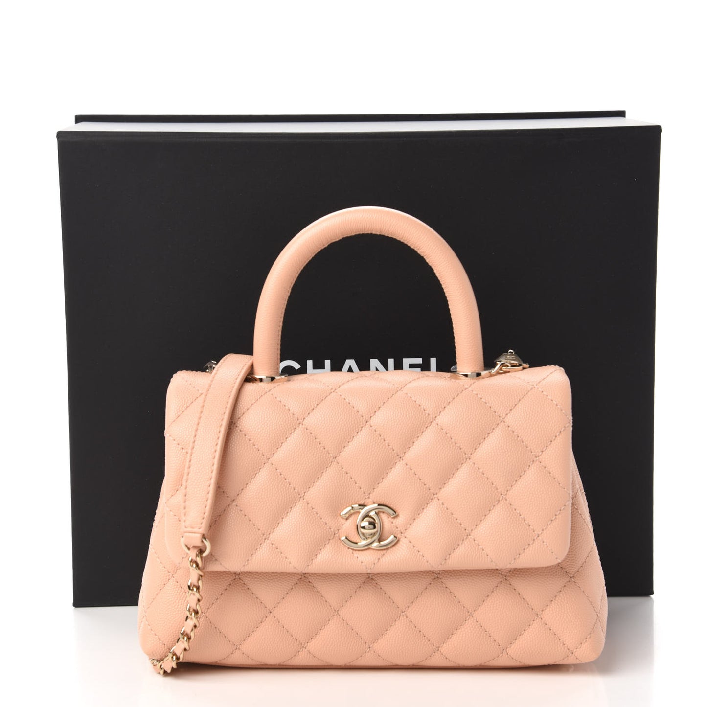 Caviar Quilted Mini Coco Handle Flap Light Pink