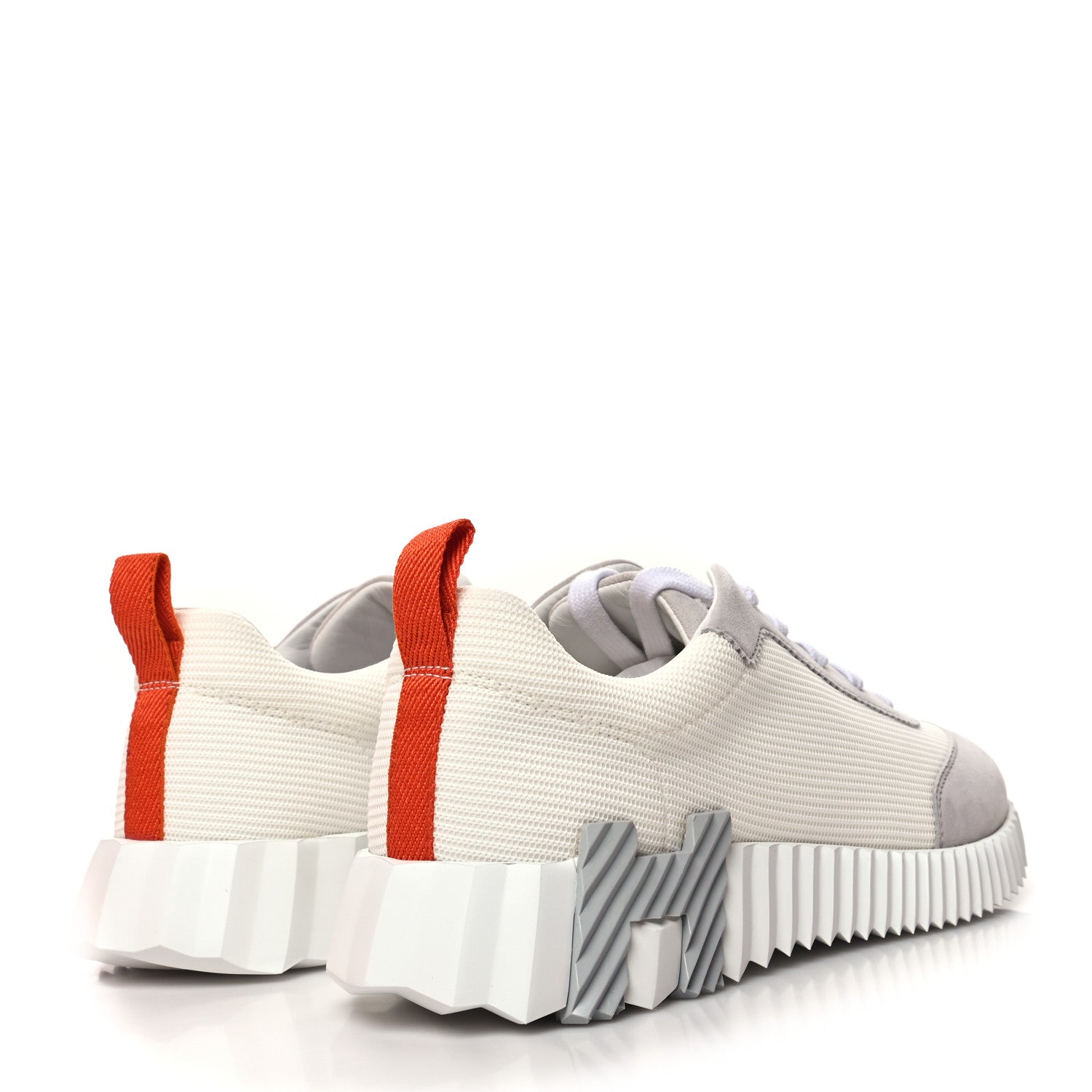 Hermes Technical Canvas Suede Goatskin Bouncing Sneakers 38 White Multicolor 4 of 8