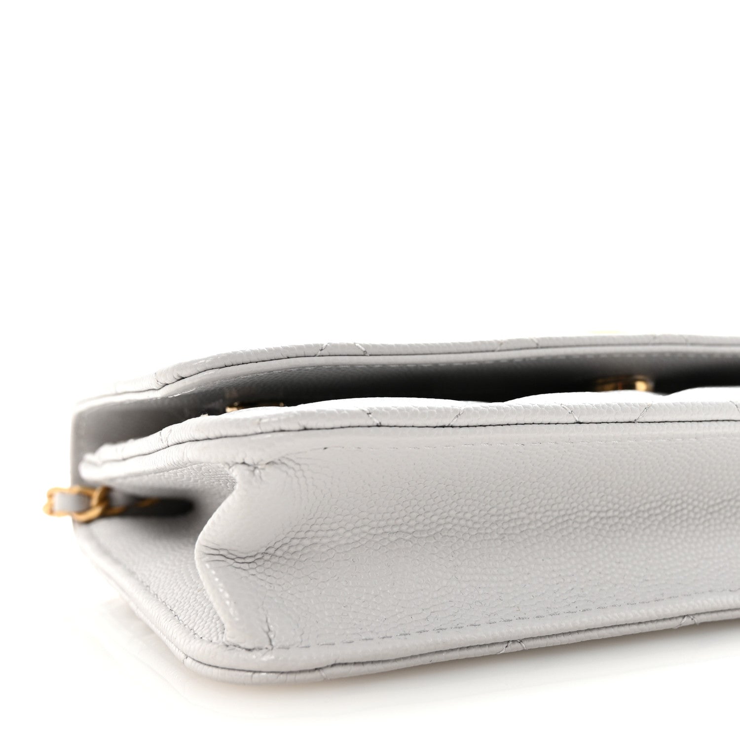 Chanel Caviar Quilted Textured CC Wallet on Chain WOC Grey 10 of 12