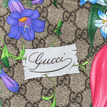 Gucci Silk Twill GG Monogram Special Florio Square Scarf Beige Sky Blue 2 of 4
