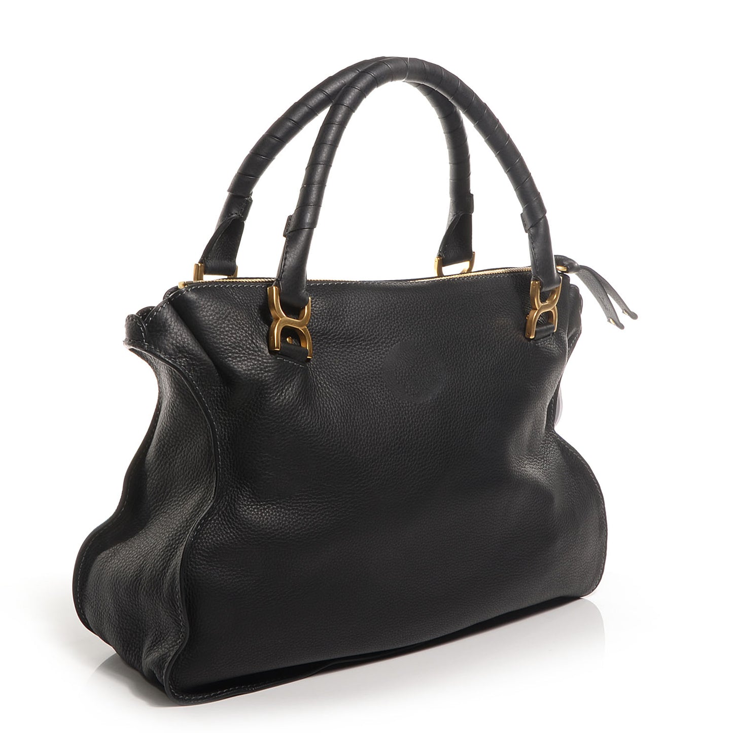 Calfskin Large Marcie Satchel Black