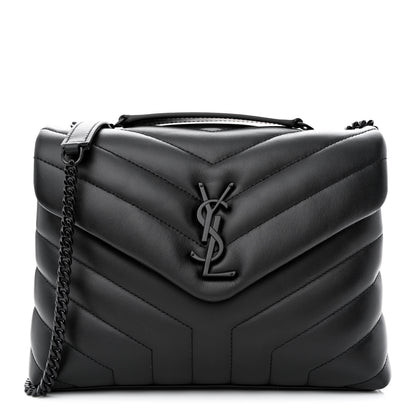 Saint Laurent Calfskin Y Quilted Monogram Monochrome Small Loulou Chain Satchel Black 1 of 9