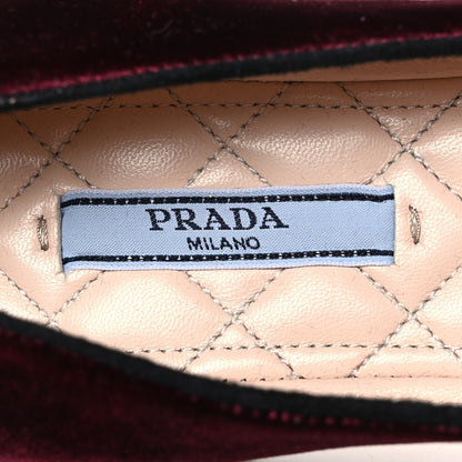 Prada Velluto Ballerina Flats 37.5 Bordeaux 9 of 10