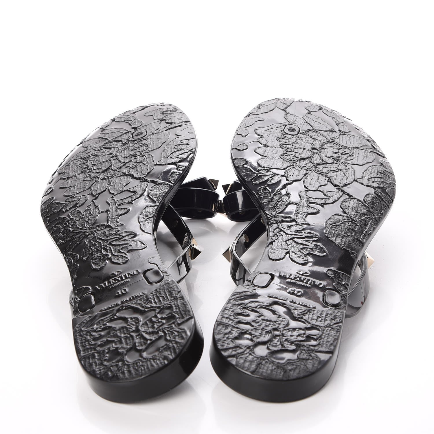 Valentino Garavani PVC Jelly Rockstud Bow Thong Sandals 40 Black 5 of 8