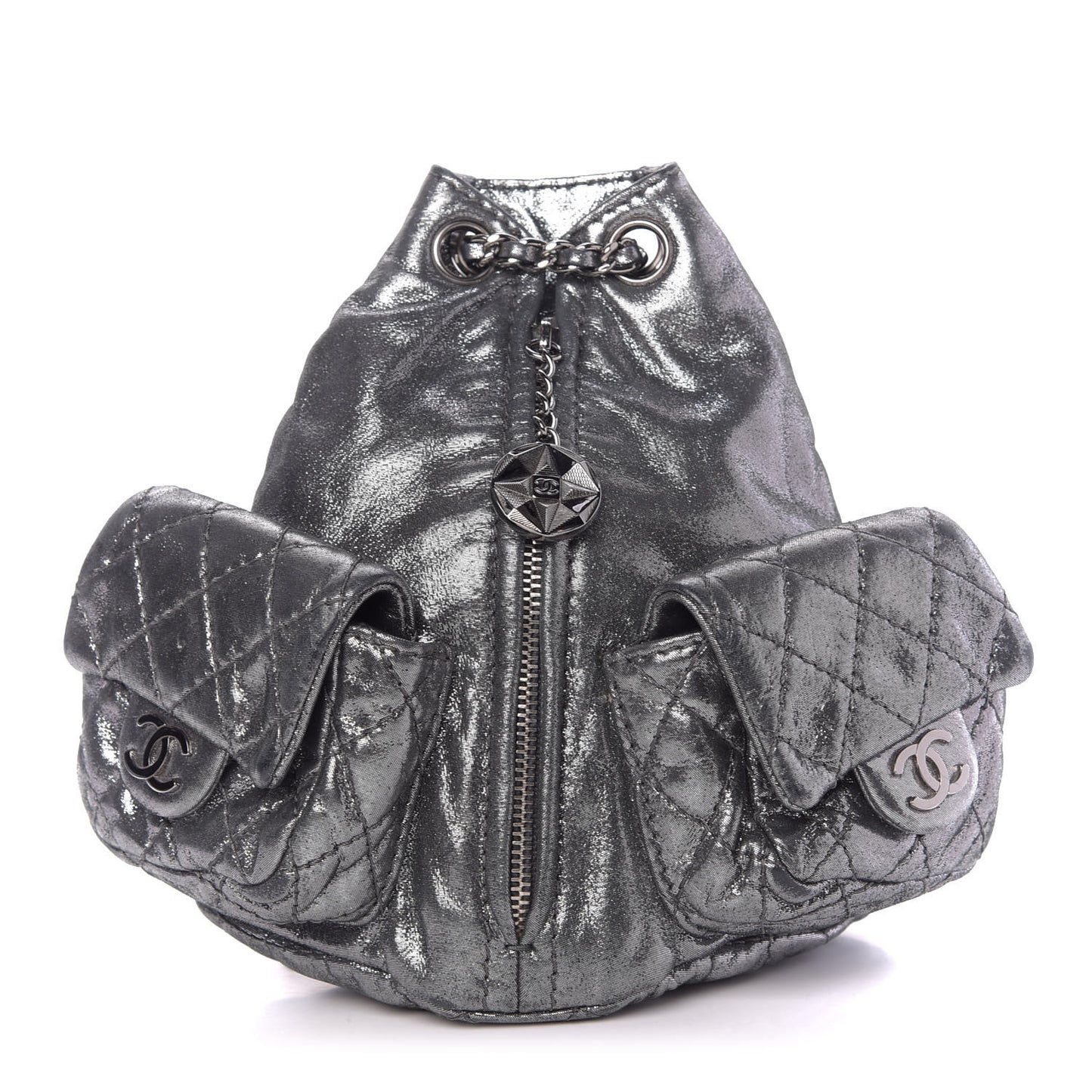 Iridescent Calfskin Mini Backpack Is Back Silver