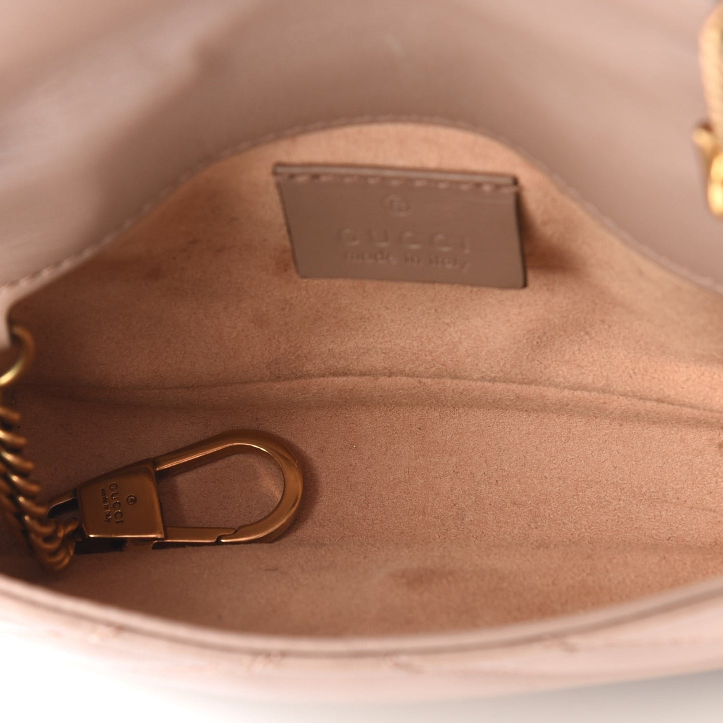 Calfskin Matelasse Super Mini GG Marmont Shoulder Bag Porcelain Rose