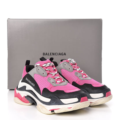 Balenciaga Fabric Mesh Womens Triple S Sneakers 37 Fluo Pink Grey White 9 of 9