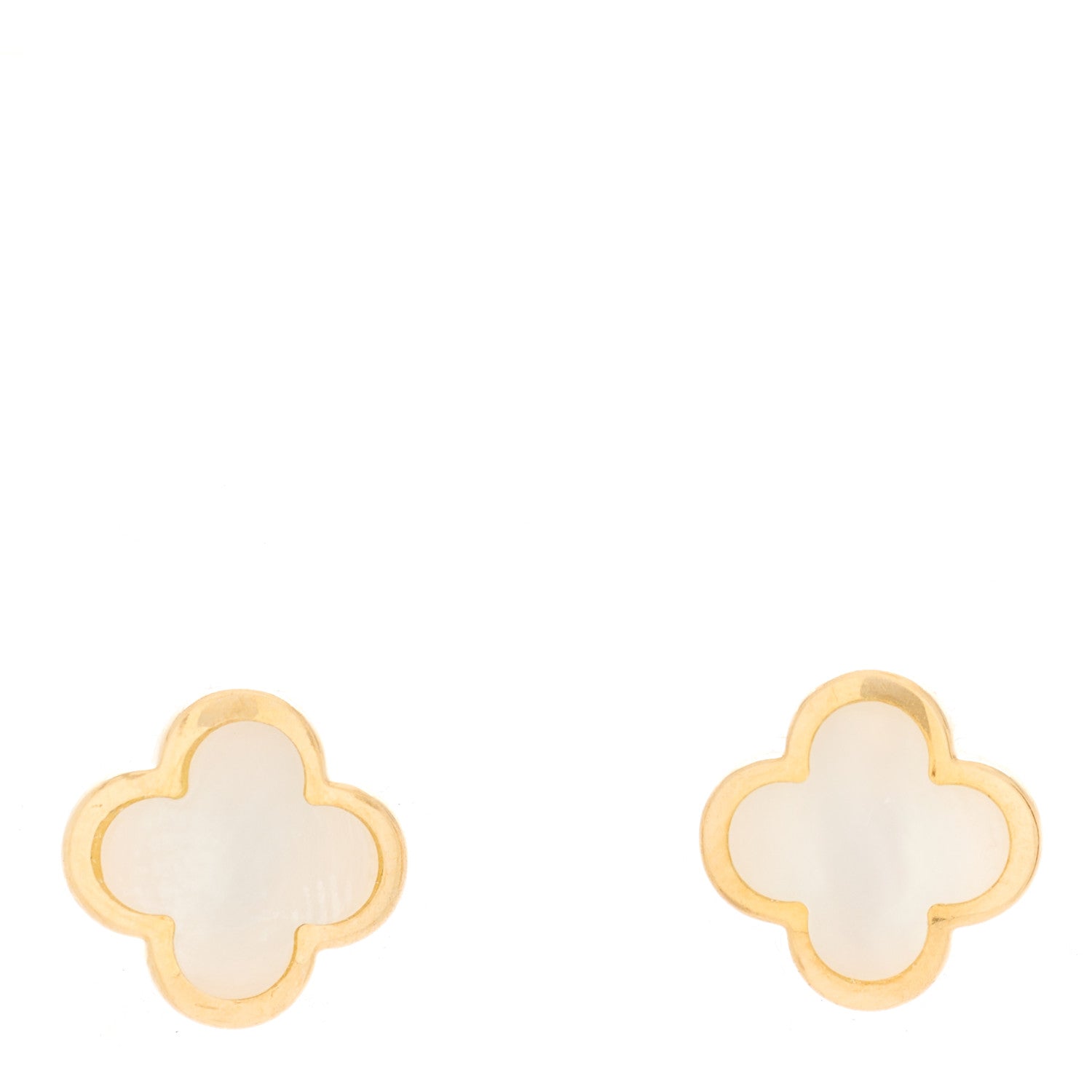 Van Cleef & Arpels 18K Yellow Gold Mother of Pearl Pure Alhambra Earrings 1 of 5