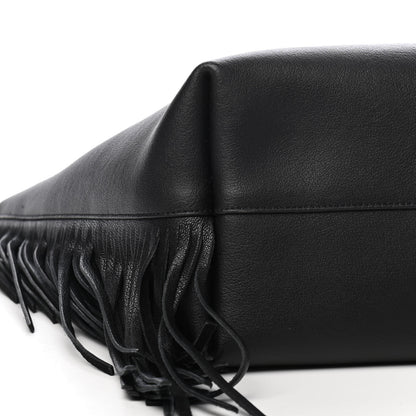 Saint Laurent Calfskin Large Fringe Shopping Tote Black 8 of 9