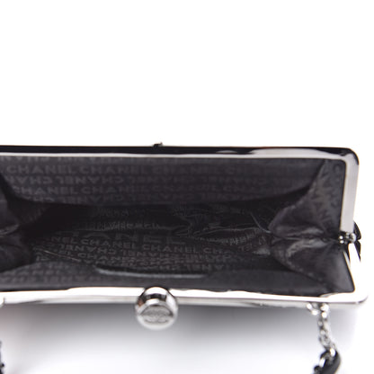Chanel Suede Camellia Embossed Clutch Bag Black 5 of 9