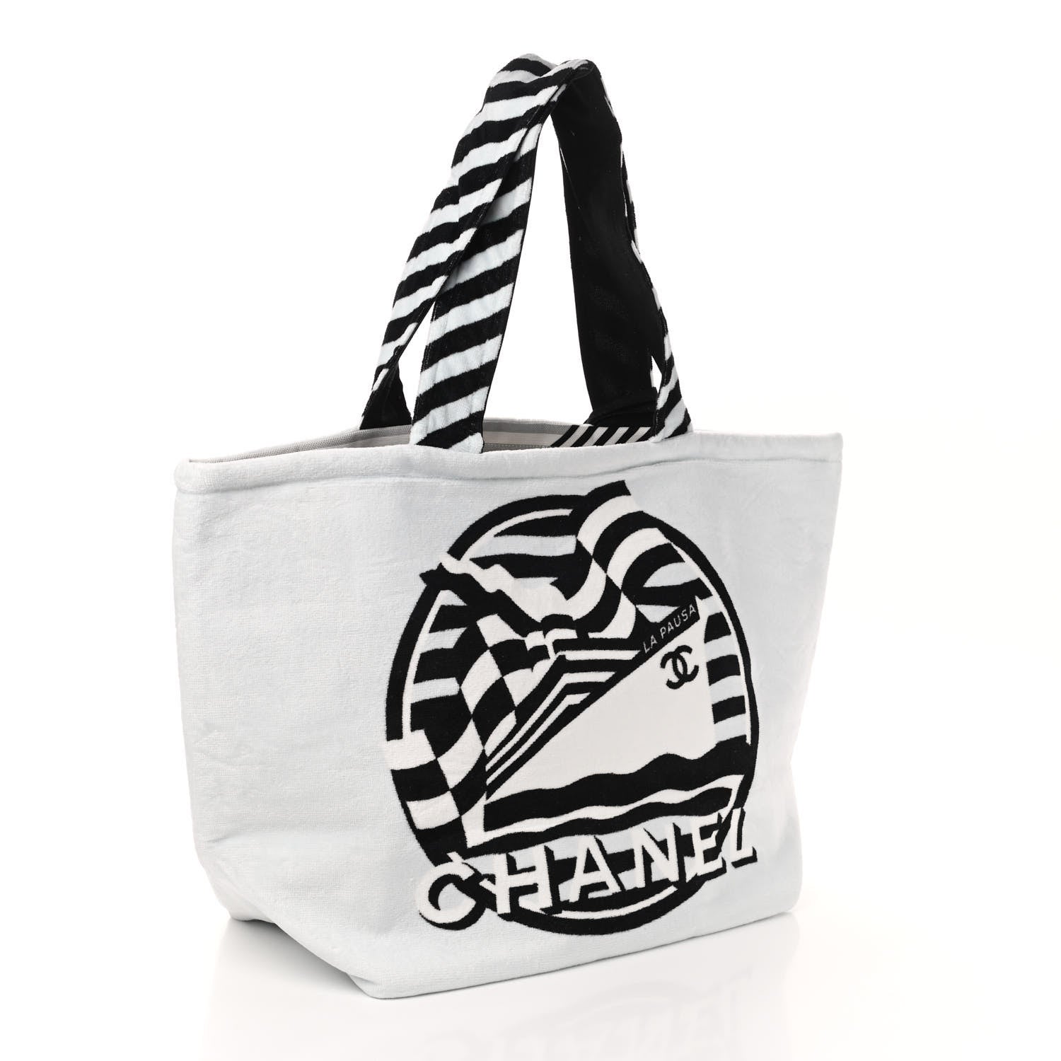 Chanel Terry Cloth Cotton La Pausa Bay Reversible Beach Tote 4 of 13