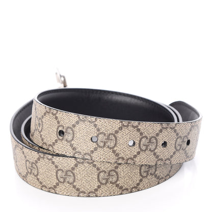 Gucci Selleria Calfskin GG Supreme Monogram Reversible 30mm Belt 95 38 Black Beige Ebony 6 of 8