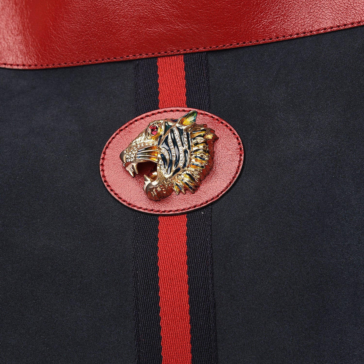 Gucci Suede Calfskin Large Rajah Chain Tote New Blue Romantic Cherry 10 of 10