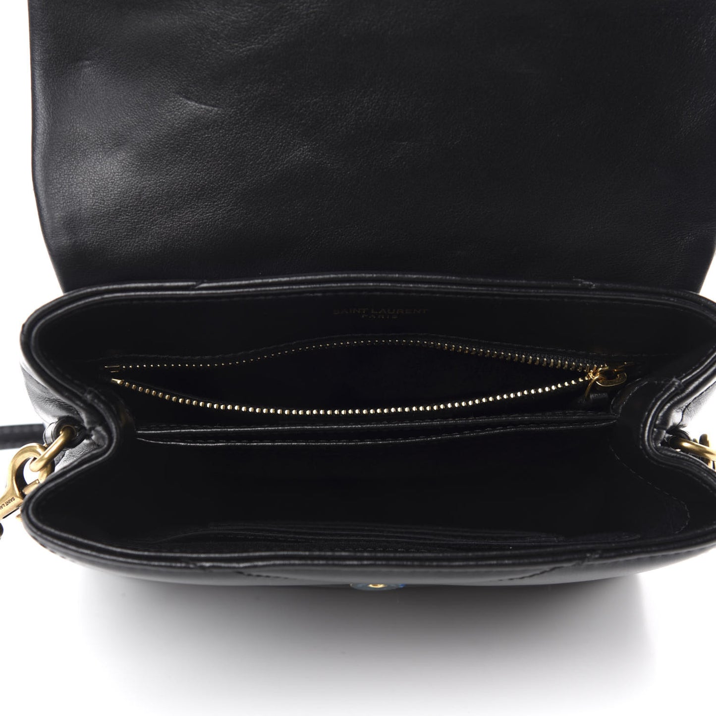 Calfskin Y Quilted Monogram Toy Loulou Crossbody Bag Black