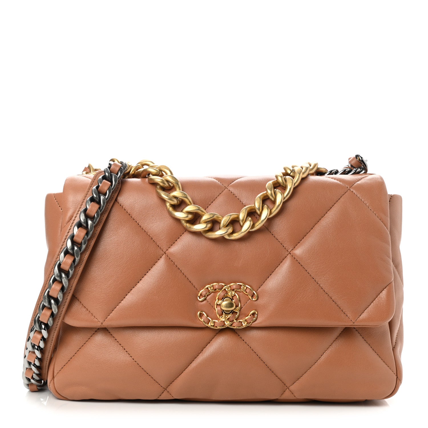 Chanel Lambskin Quilted Large Chanel 19 Flap Brown 1 of 10
