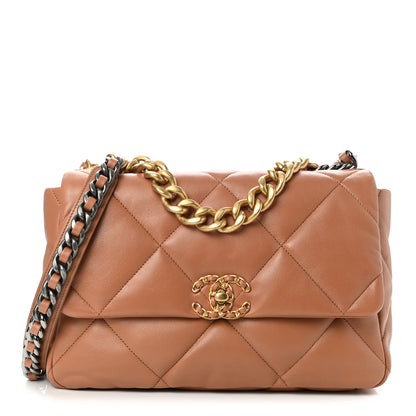 Chanel Lambskin Quilted Large Chanel 19 Flap Brown 1 of 10