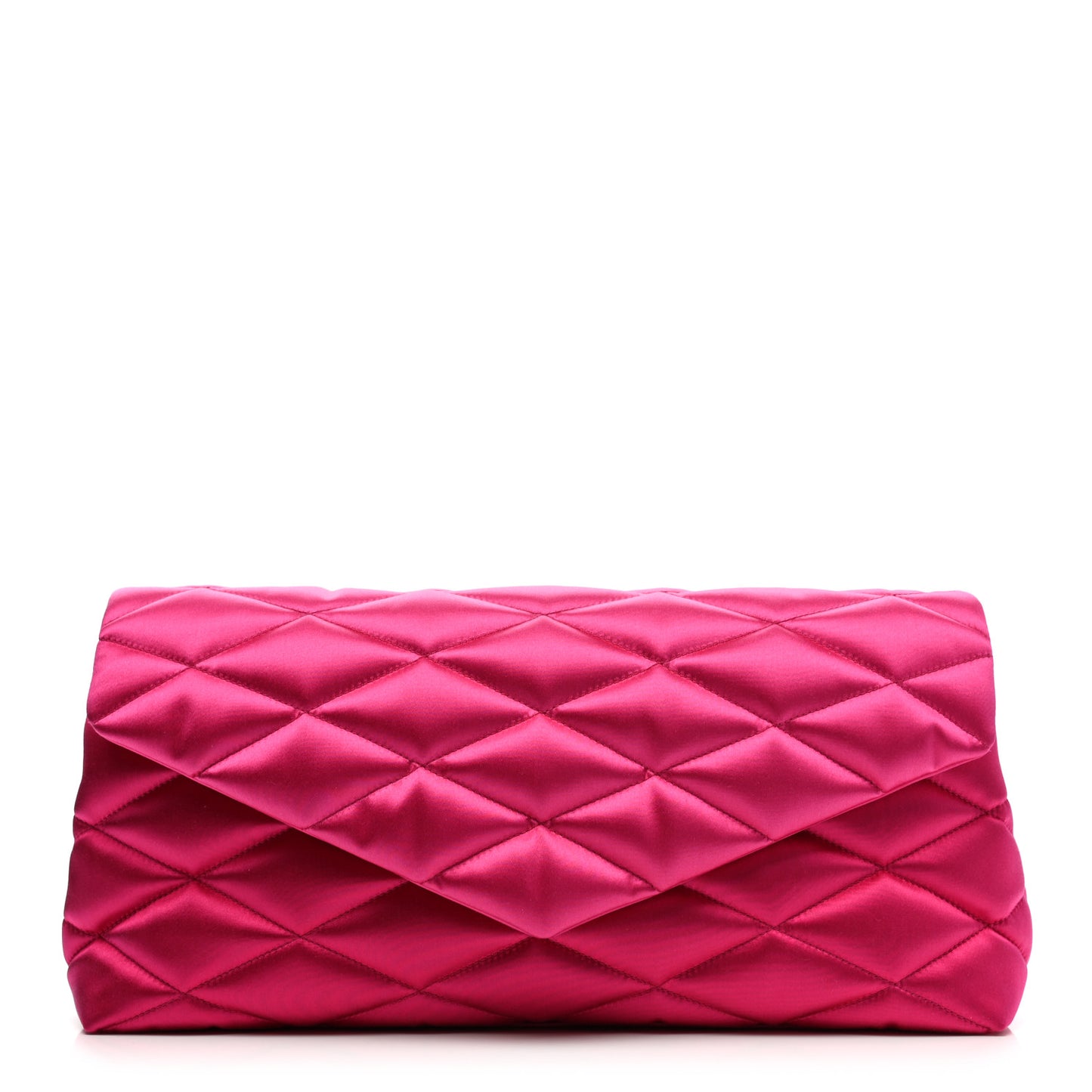 Satin Quilted Sade Puffer Envelope Clutch Bubblegum