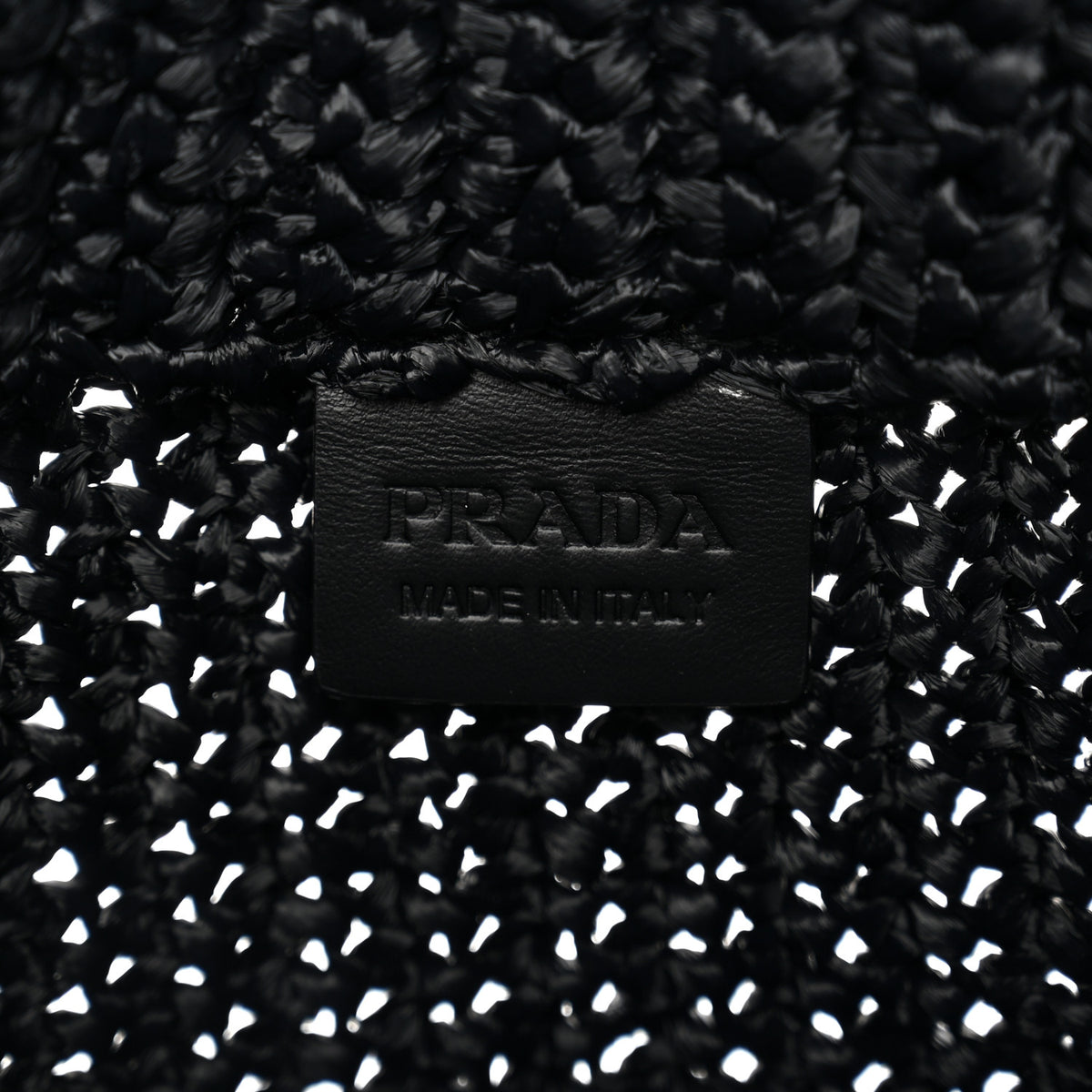 Yarn Raffia Effect Crochet Small Logo Tote Black