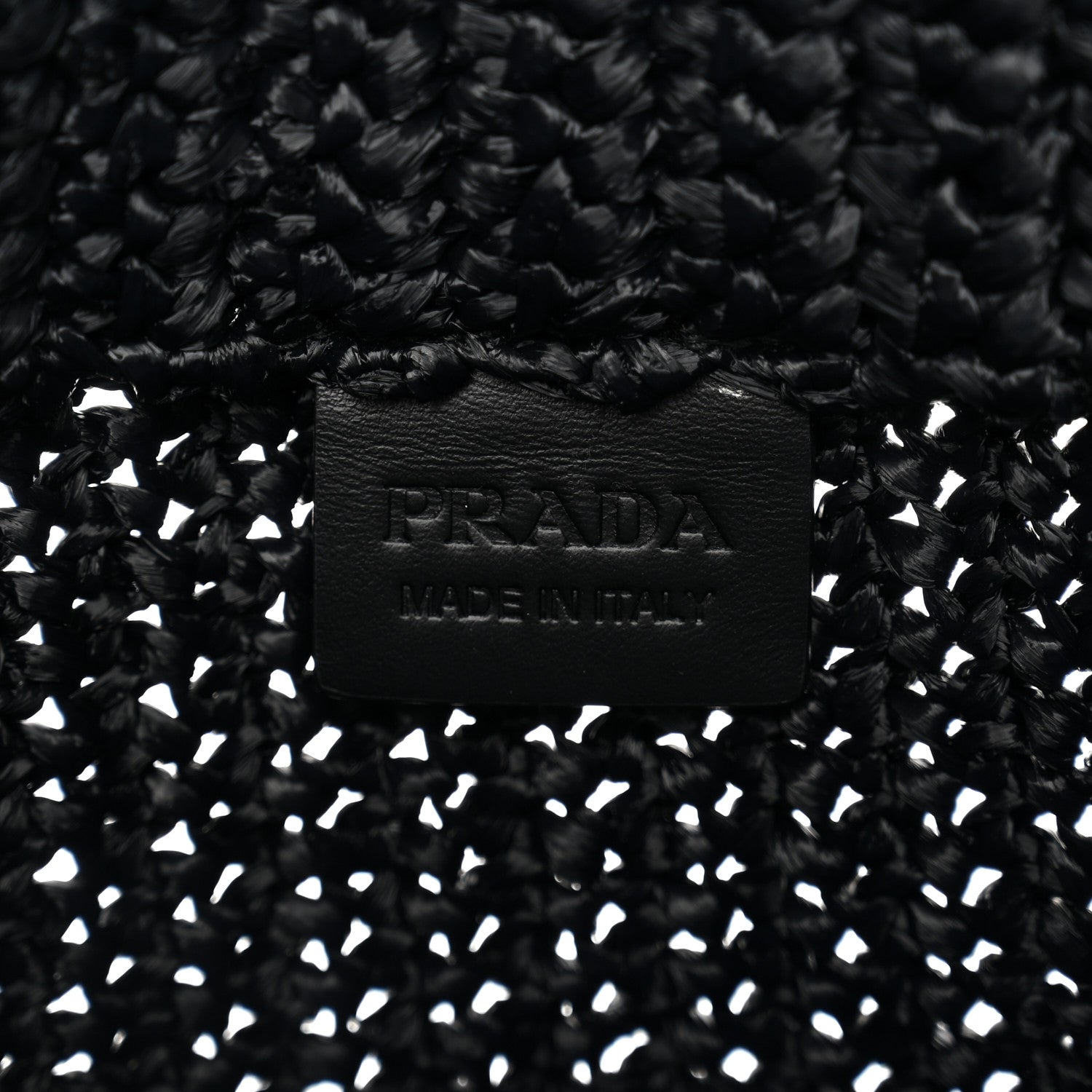 Prada Yarn Raffia Effect Crochet Small Logo Tote Black 6 of 10