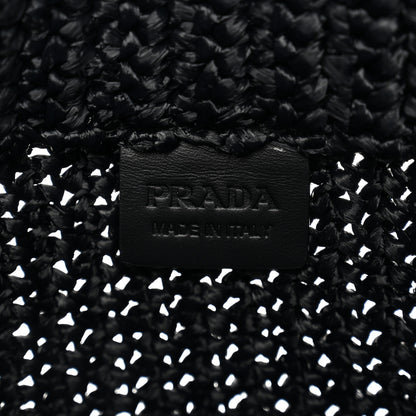 Prada Yarn Raffia Effect Crochet Small Logo Tote Black 6 of 10
