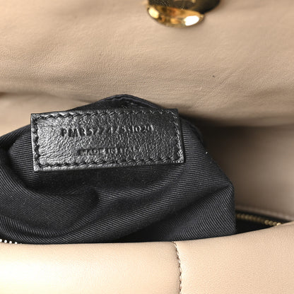 Saint Laurent Lambskin Quilted Medium Loulou Puffer Monogram Chain Satchel Dark Beige 12 of 21