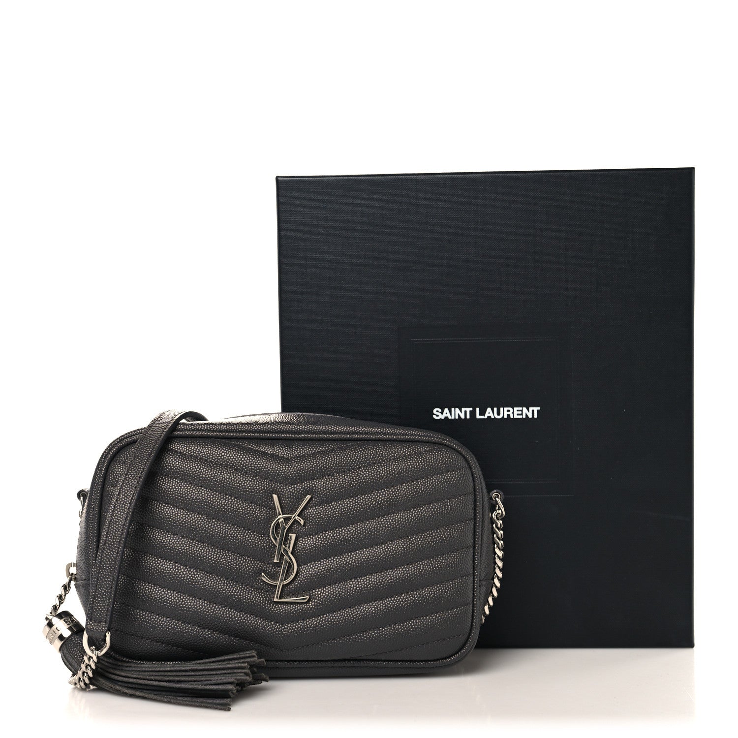 Saint Laurent Grain De Poudre Matelasse Monogram Mini Lou Camera Bag Asphalt 11 of 11