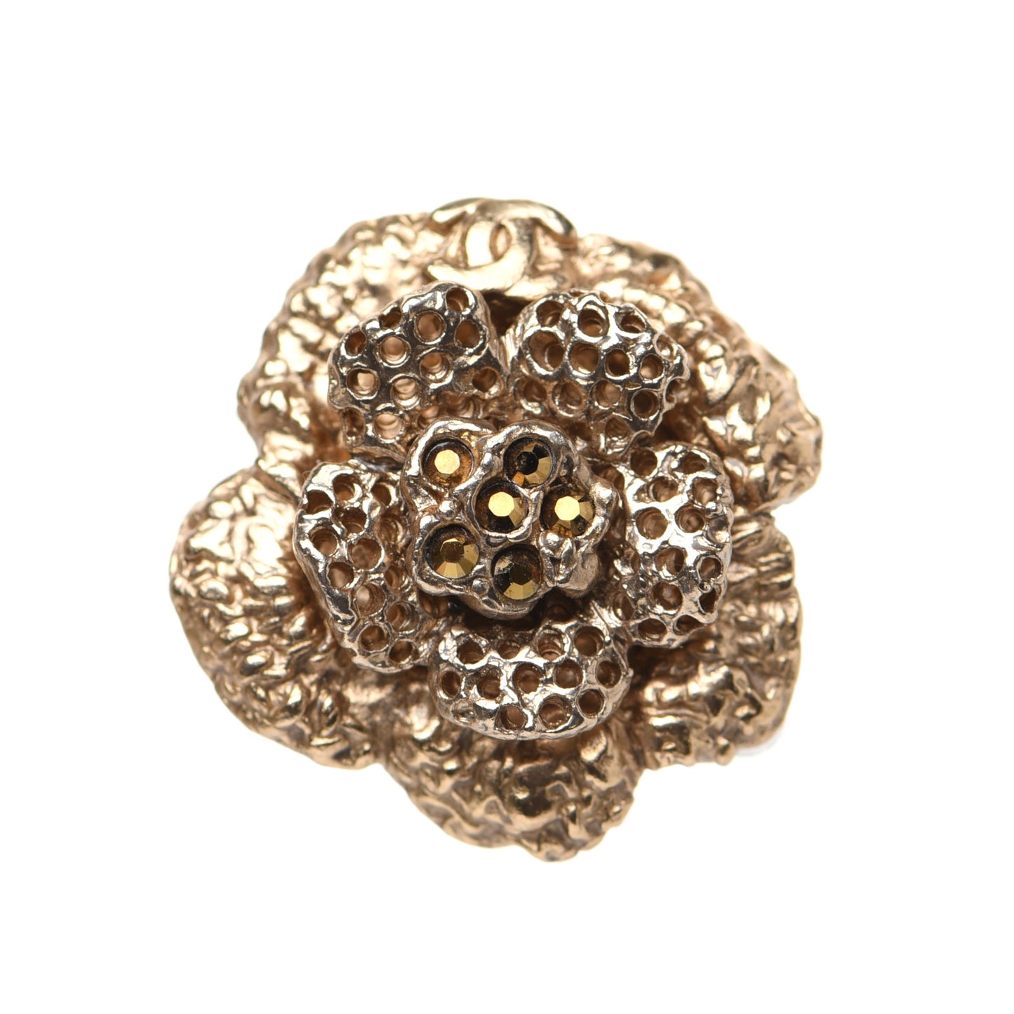 CC Flower Clip On Earrings Gold
