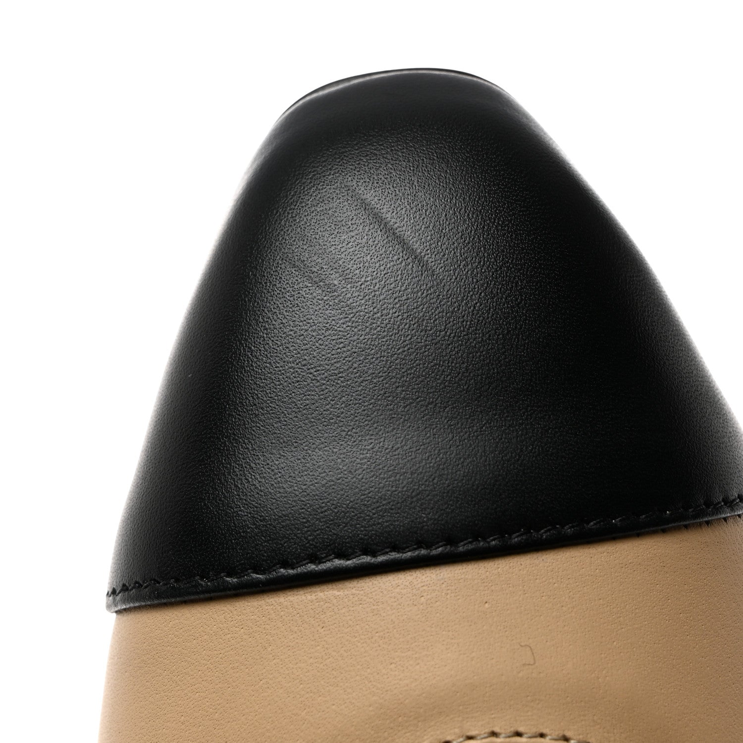 Chanel Lambskin Cap Toe CC Uniform Ballerina Flats 36.5 Beige Black 9 of 10