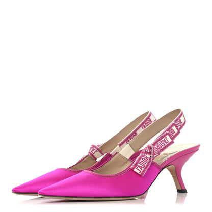 Christian Dior Satin Ribbon Embroidered J'Adior Slingback 65mm Pumps 39.5 Rani Pink 4 of 11