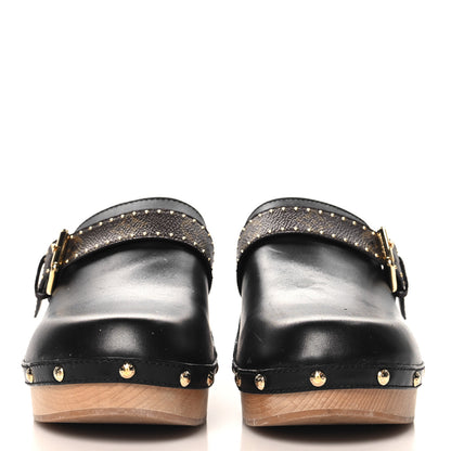 Louis Vuitton Calfskin Patent Monogram Cottage Clog Mules 40 Black 3 of 8