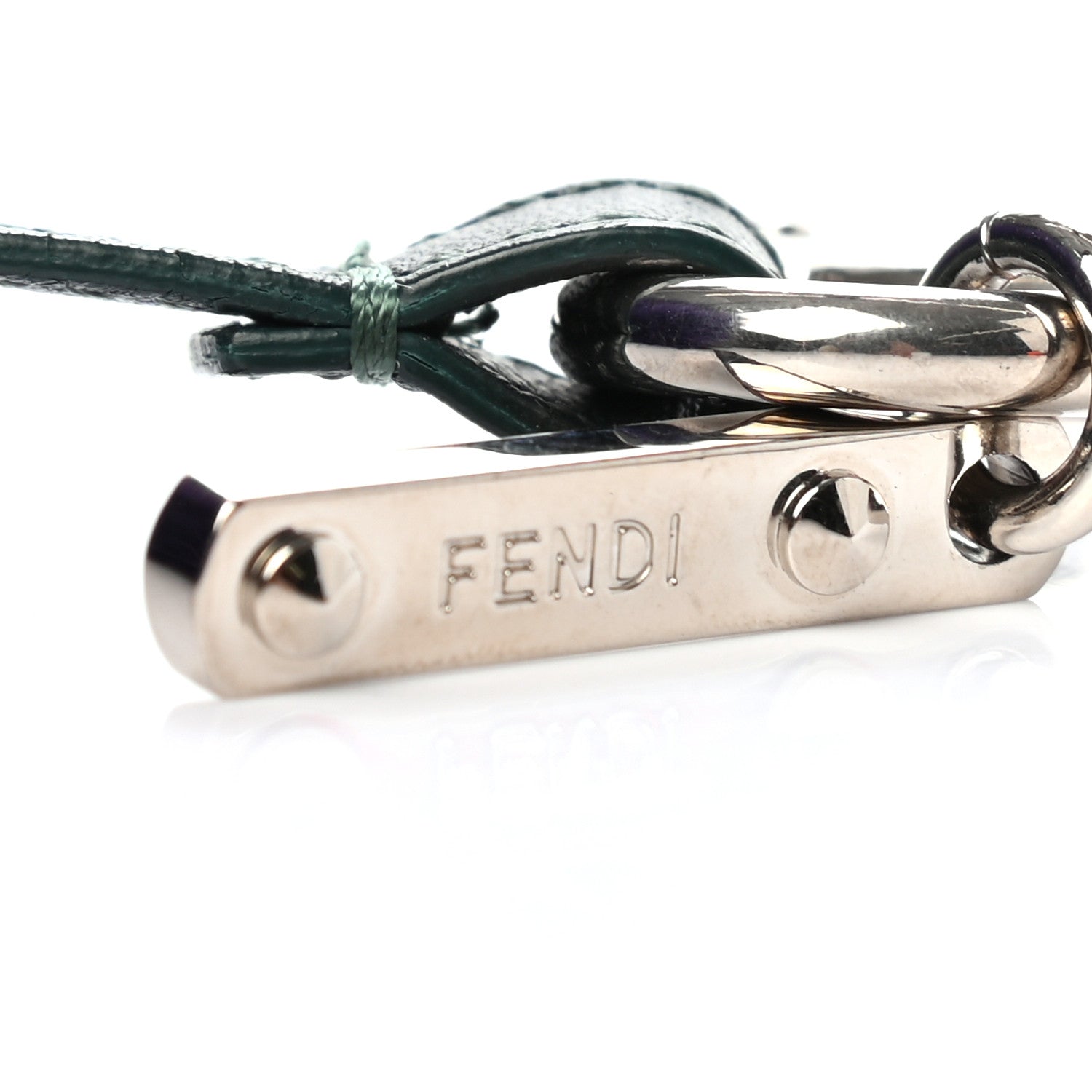 Fendi Fox Fur Shiny Nappa Rainbow Pom Pom Bag Charm Ametista Multicolor Grigio 3 of 4