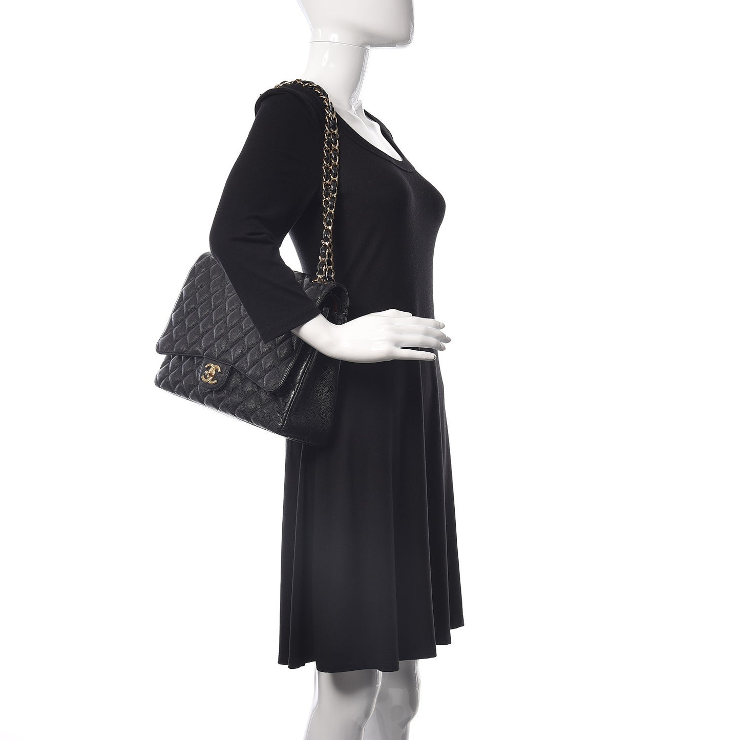 Caviar Quilted Maxi Double Flap Black