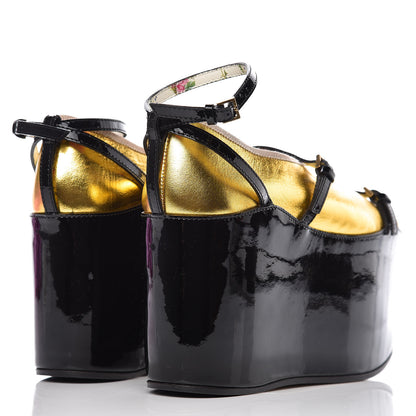 Gucci Metallic Nappa Patent Hannelore Detachable Platform Sandals 35.5 Gold 4 of 17